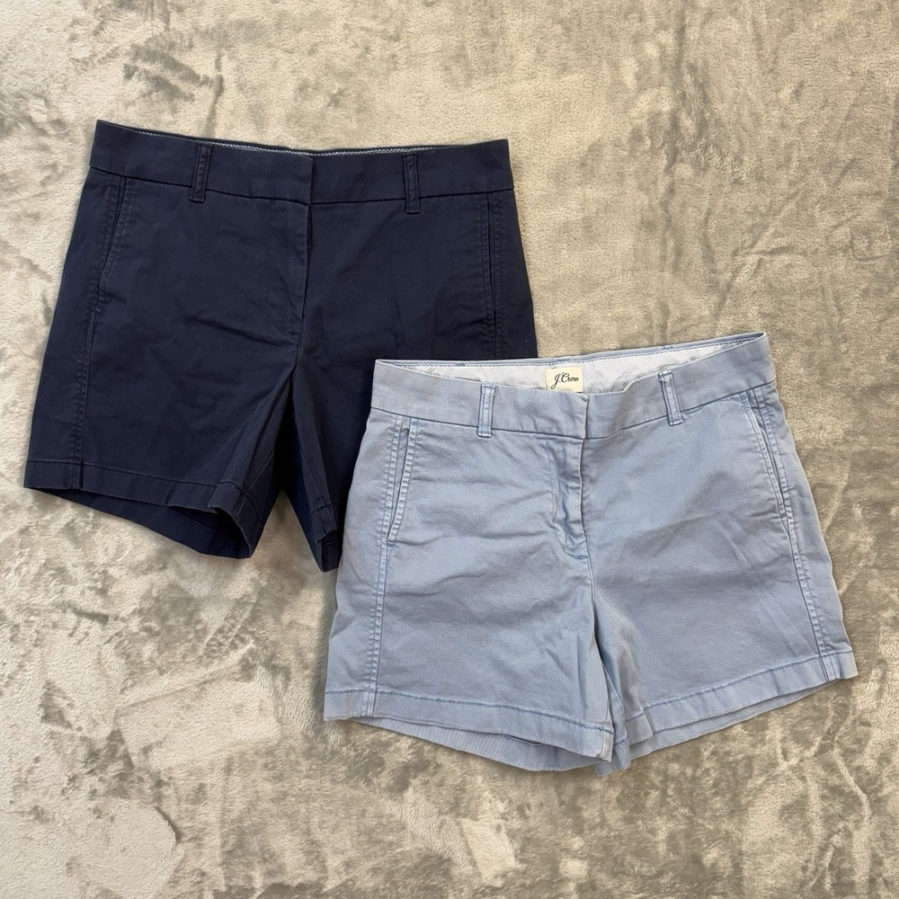 LOT TWO J. CREW 5" WOMEN'S CHINO SHORTS NAVY AND BLUE SIZE 6